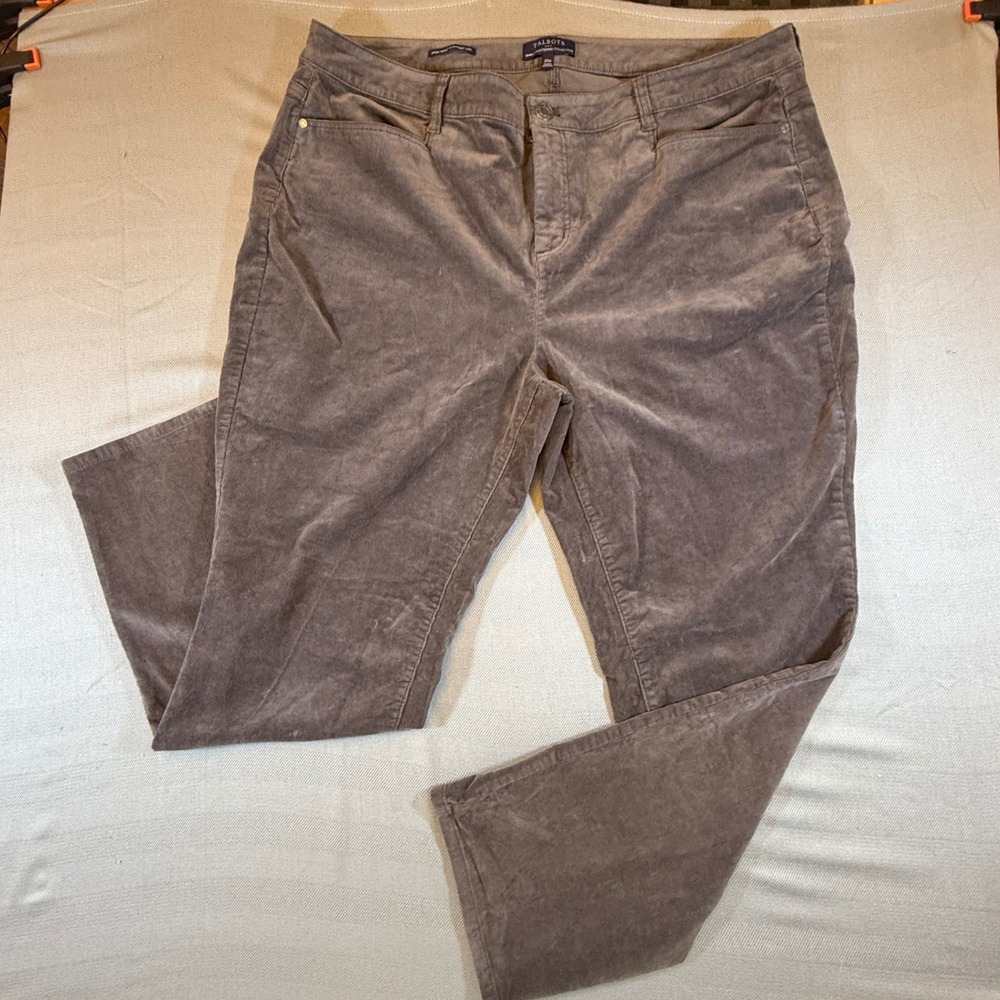 Talbots Simply Flattering High Waist Straight Leg Corduroy Pants Taupe 20W 2484